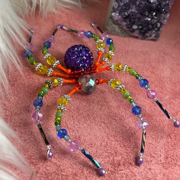 Colorful Rainbow Glass Crystal Spider Ornament Suncatcher - Picture 9 of 17